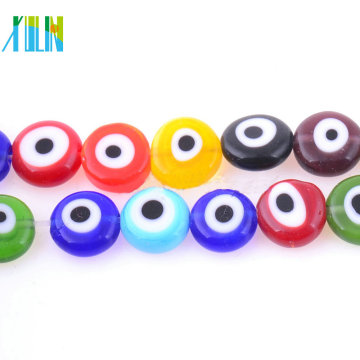 fashion european flat round evil eye glass coin beads